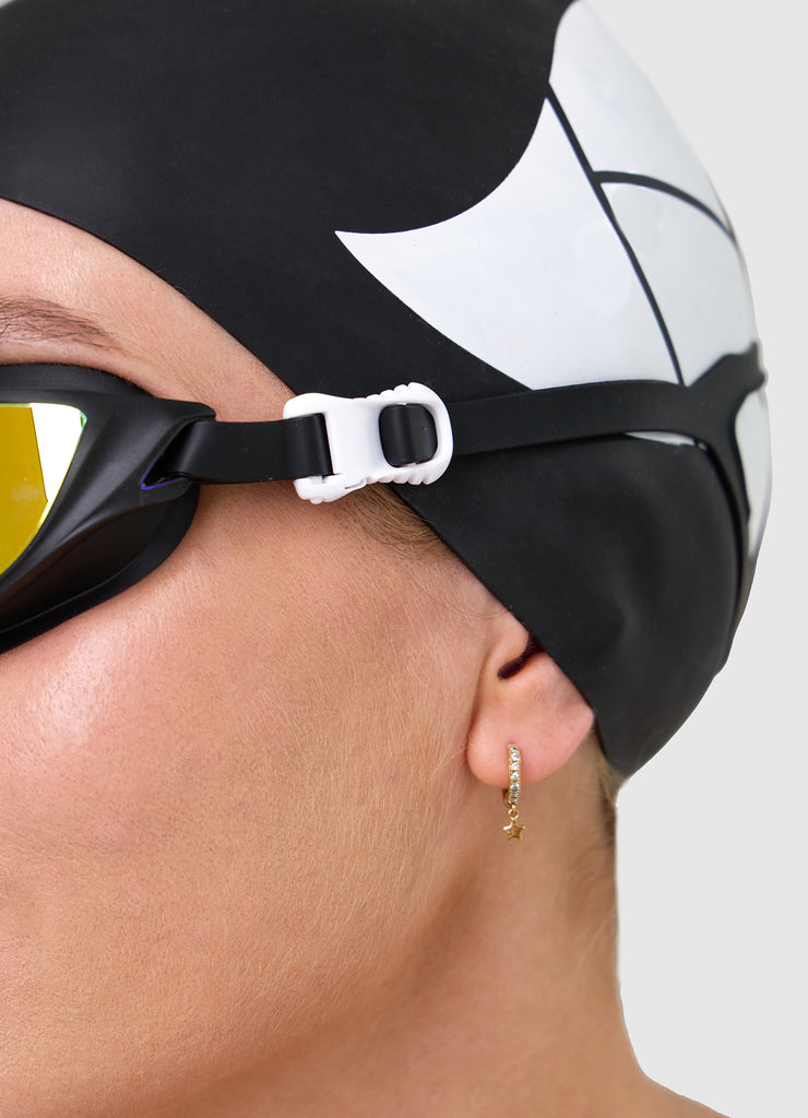 TRI-FIT RAPID-X Swim Goggles in black with gold lens. 220 Triathlon Cutting Edge Award