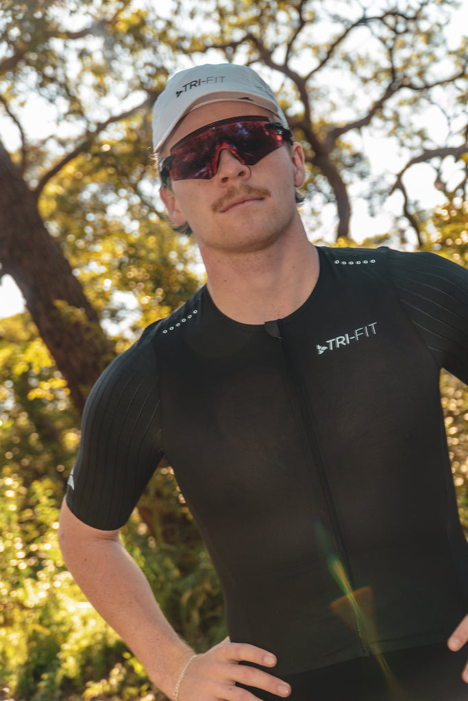 Man wearing TRI-FIT VORTEX tri-suit.