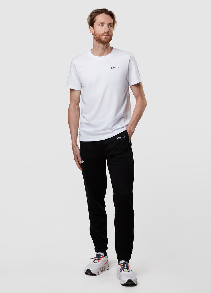 Man wearing TRI-FIT Casualwear white cotton T-Shirt.