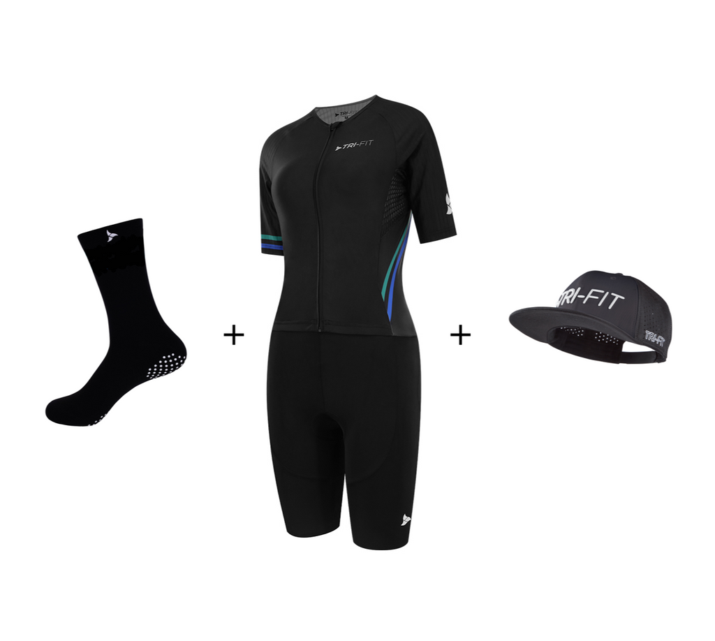 Womens EVO NEXT GEN BLACK EDITION tri suit bundle together