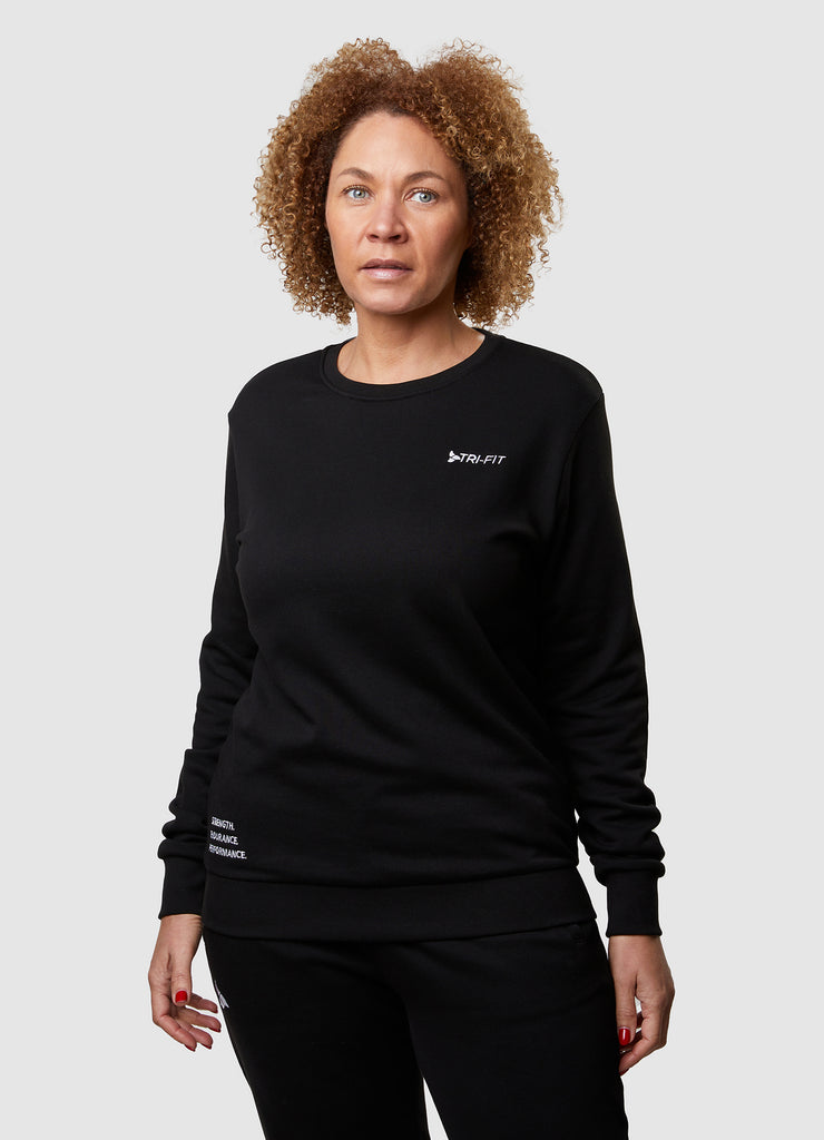 Woman wearing TRI-FIT Casualwear black sweatshirt