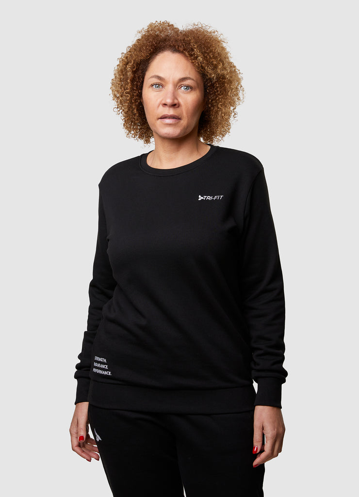 Woman wearing TRI-FIT Casualwear black sweatshirt