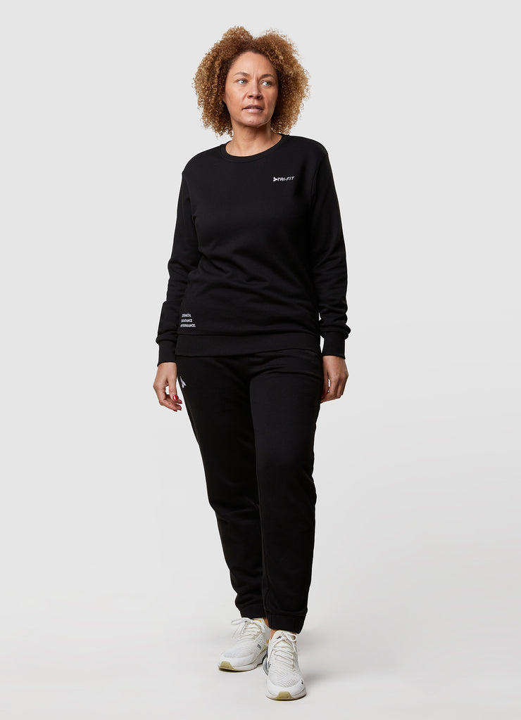 Woman wearing TRI-FIT Casualwear black sweatshirt